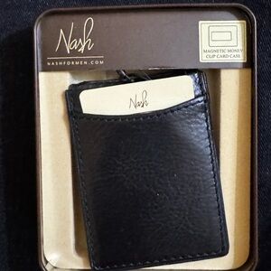 Patricia Nash Black Leather Magnetic Money Clip Card Case